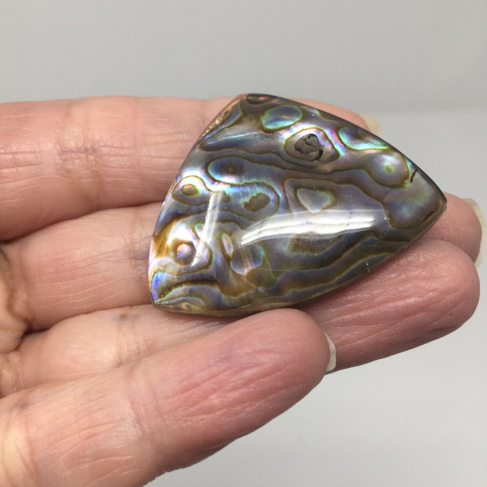 Vintage Triangular Abalone Shell Resin Coated Pin… - image 8